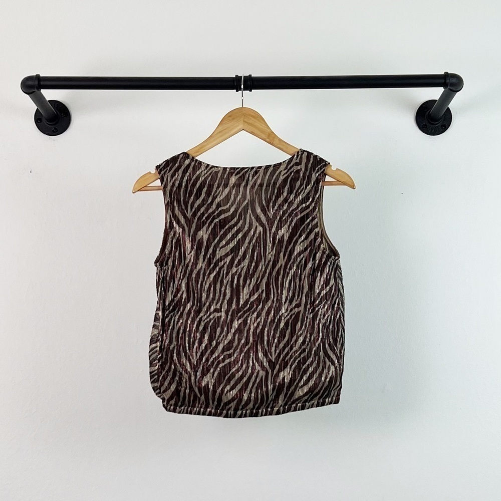 NWT Anthropologie Eri + Ali Kasi Shimmer Faux Wrap Zebra Print Sleeveless Top - Picture 6 of 7